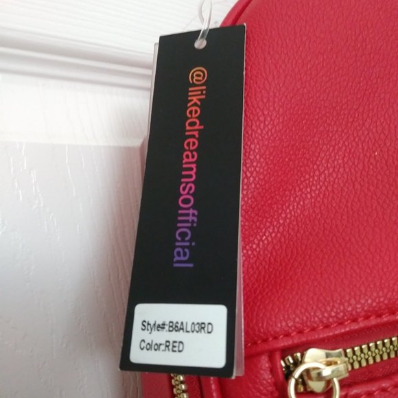 LIKE DREAMS Women's Vegan Leather Red Backpack - Picture 14 of 14